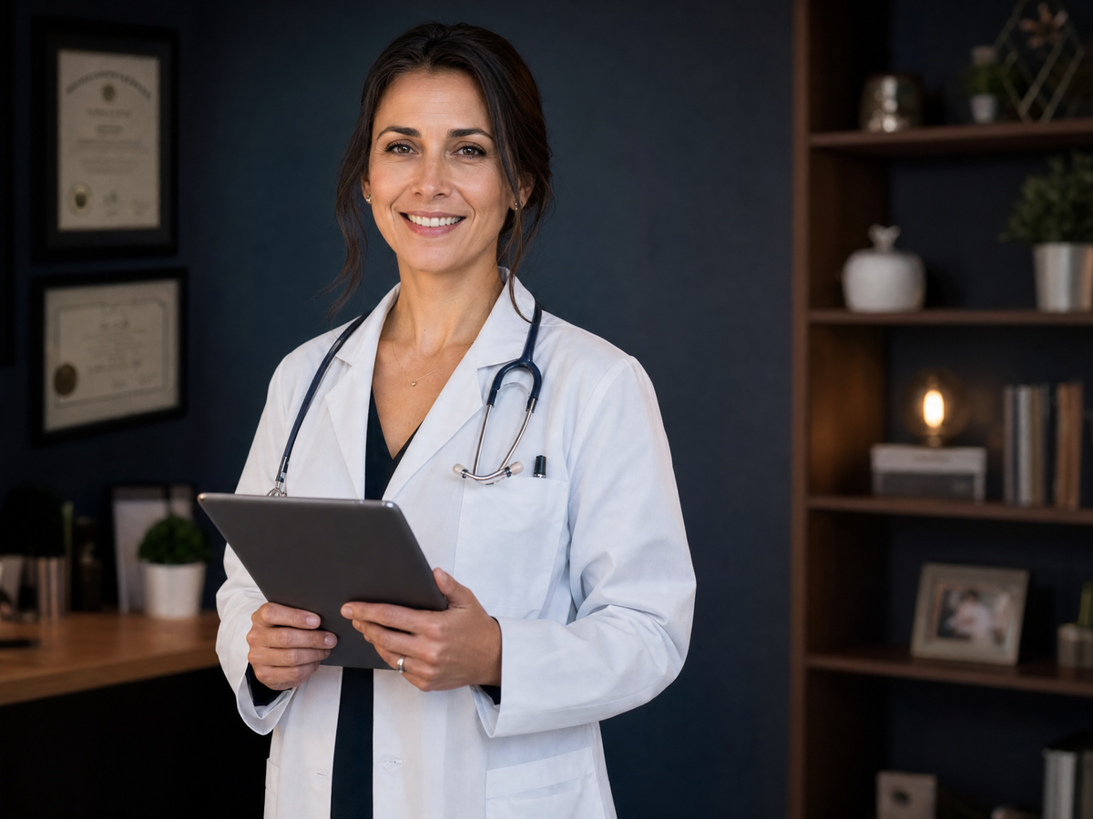 A clinician in a modern office